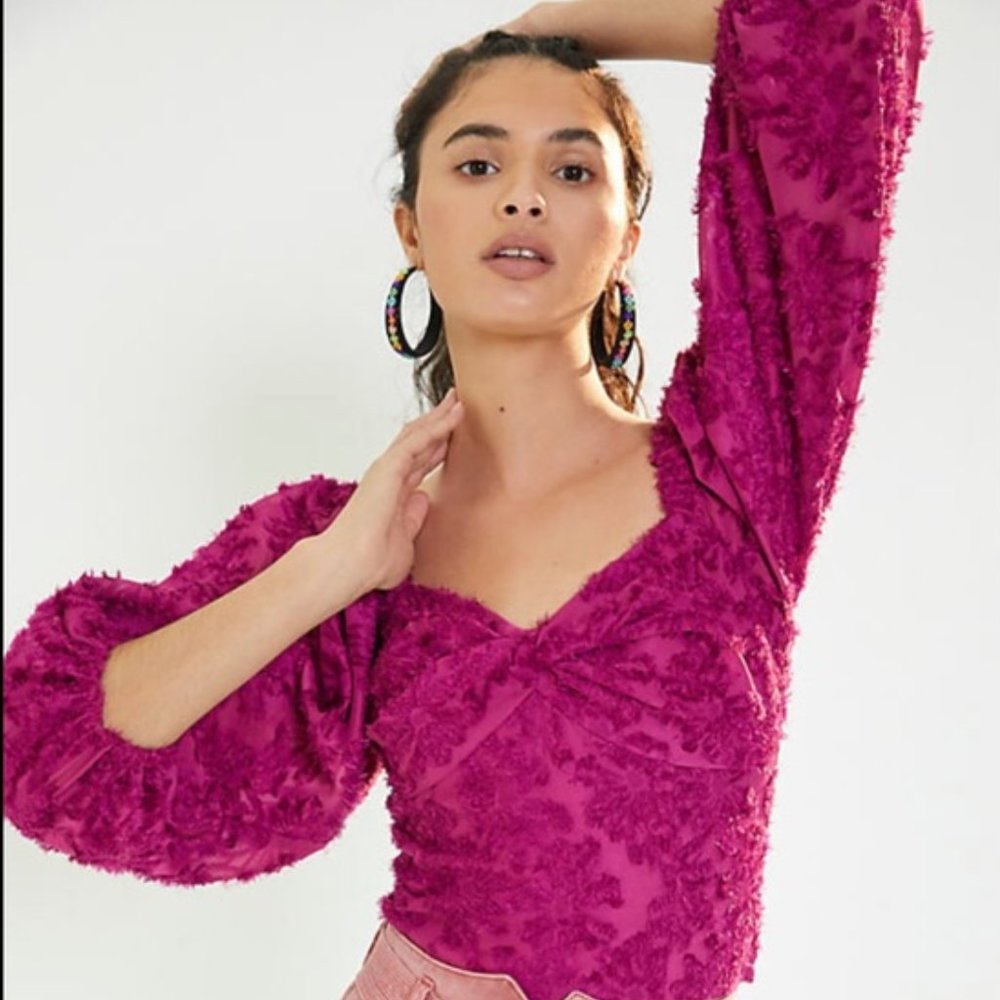 Anthropologie Hutch Purple Berry Kena Medley Corset Crop Blouse Size Small